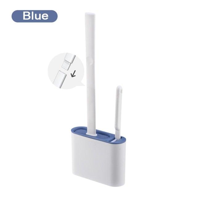 Wall Hanging Toilet Brush with Holder Set Silicone Bristles For Floor Bathroom Cleaning Toilet Brush And Holder Set Wall-Hanging Landing Toilet Bowl Brush Household Hotel Cleaner With Small Brush For Bathroom Stevvex