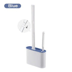 Wall Hanging Toilet Brush with Holder Set Silicone Bristles For Floor Bathroom Cleaning Toilet Brush And Holder Set Wall-Hanging Landing Toilet Bowl Brush Household Hotel Cleaner With Small Brush For Bathroom Stevvex