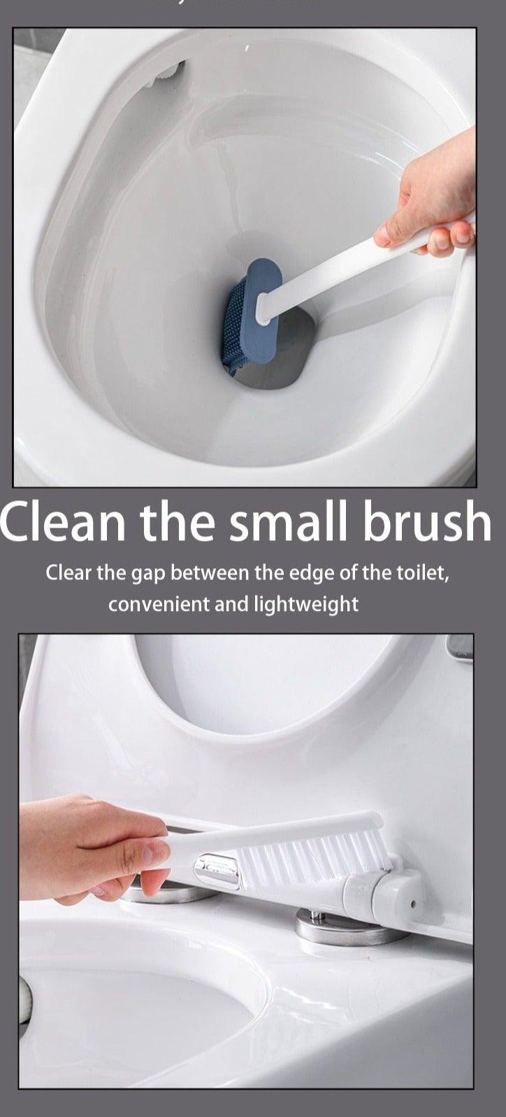 Wall Hanging Toilet Brush with Holder Set Silicone Bristles For Floor Bathroom Cleaning Toilet Brush And Holder Set Wall-Hanging Landing Toilet Bowl Brush Household Hotel Cleaner With Small Brush For Bathroom Stevvex