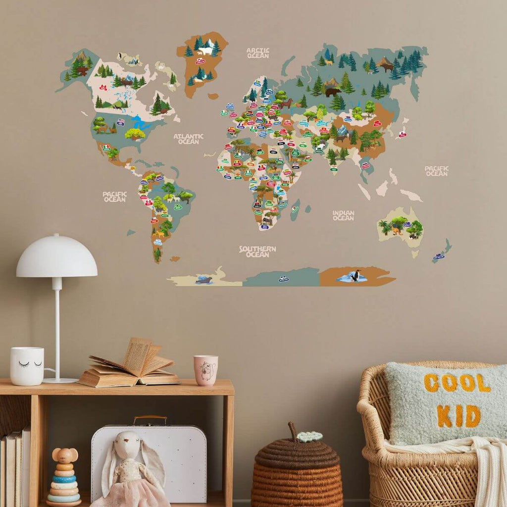 Kid's Wall Map Khaki - SJB-DIAMOND ELITES