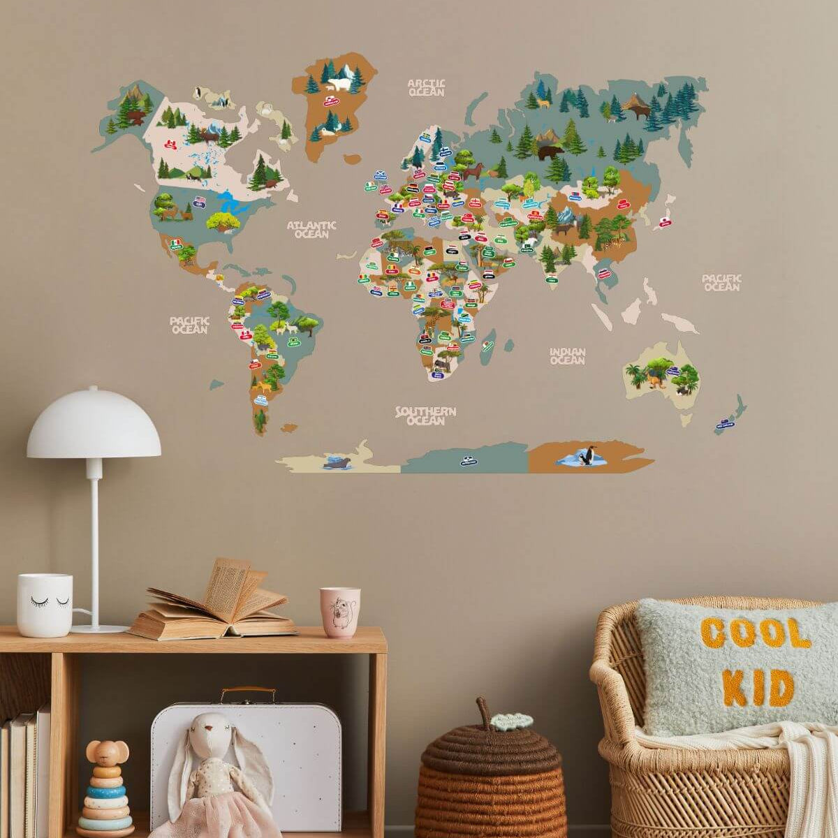 Kid's Wall Map Khaki - SJB-DIAMOND ELITES