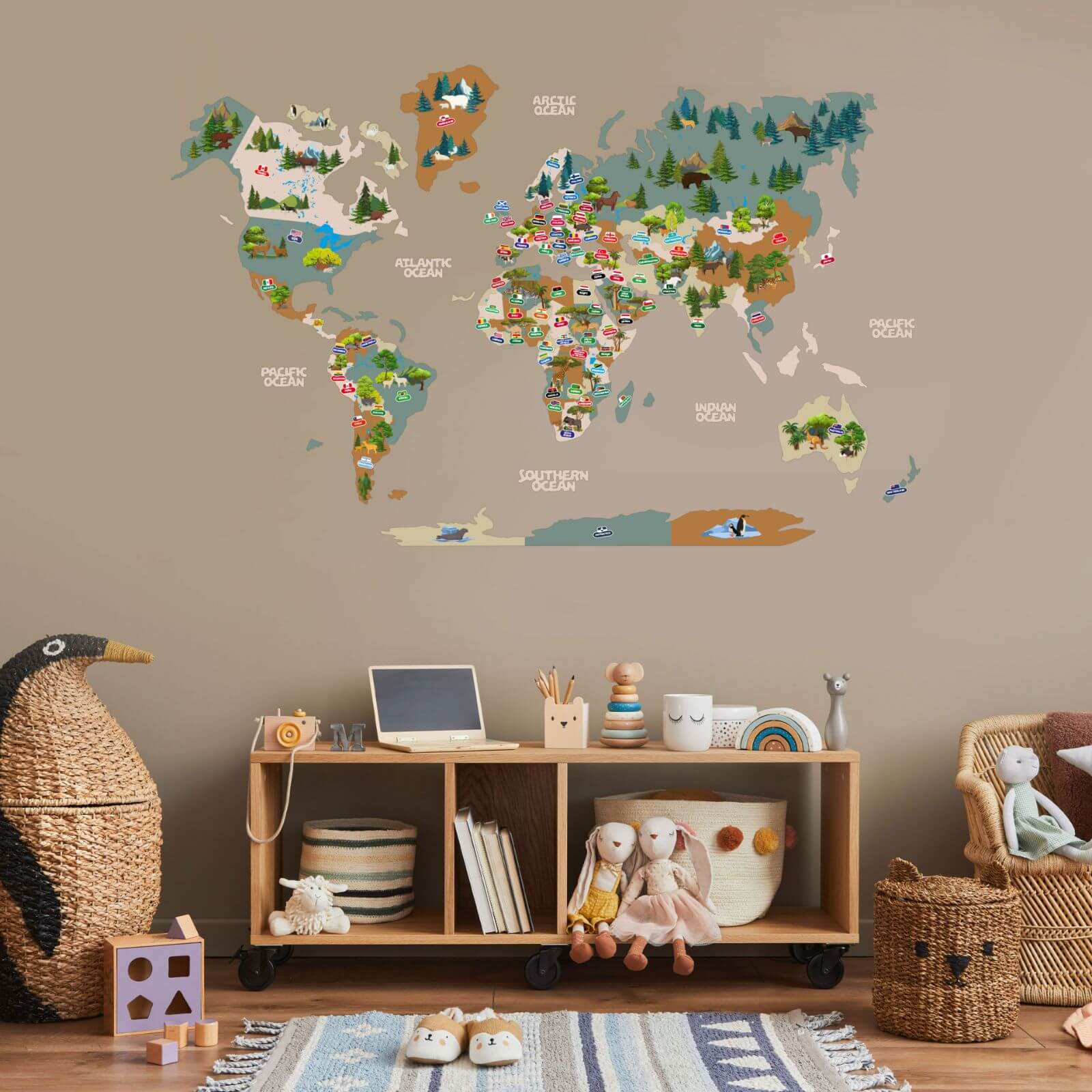 Kids World Map Khaki - SJB-DIAMOND ELITES