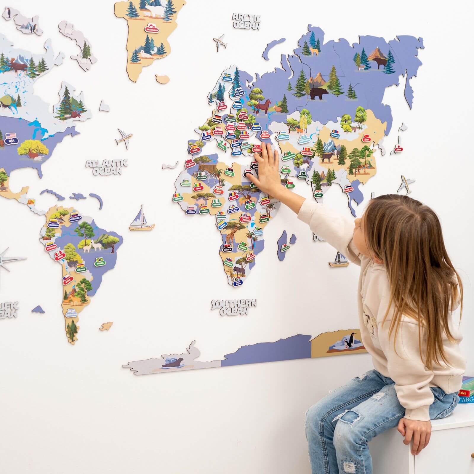 Animal World Map Indigo - SJB-DIAMOND ELITES