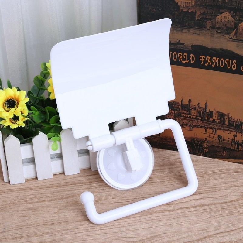 Wall Mounted Plastic Suction Cup Bathroom Toilet Paper Roll Holder With Cover Toilet Tissue Roll Holders Dispenser And Hangers Wall Mounted For Bathroom And Kitchen Stevvex