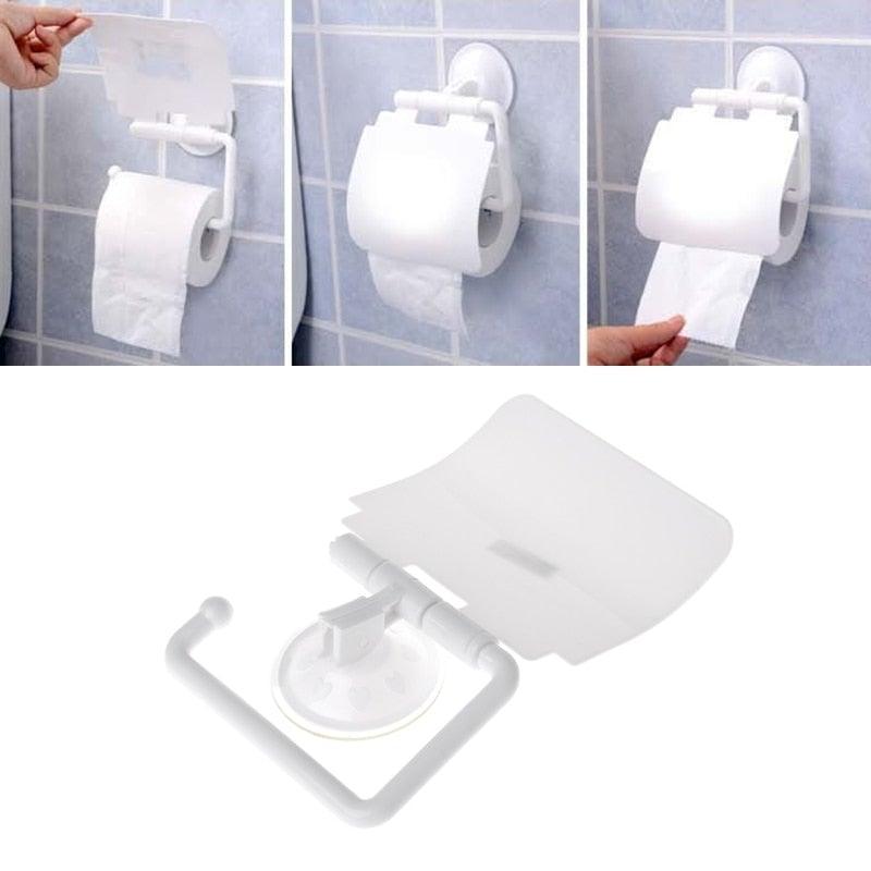 Wall Mounted Plastic Suction Cup Bathroom Toilet Paper Roll Holder With Cover Toilet Tissue Roll Holders Dispenser And Hangers Wall Mounted For Bathroom And Kitchen Stevvex