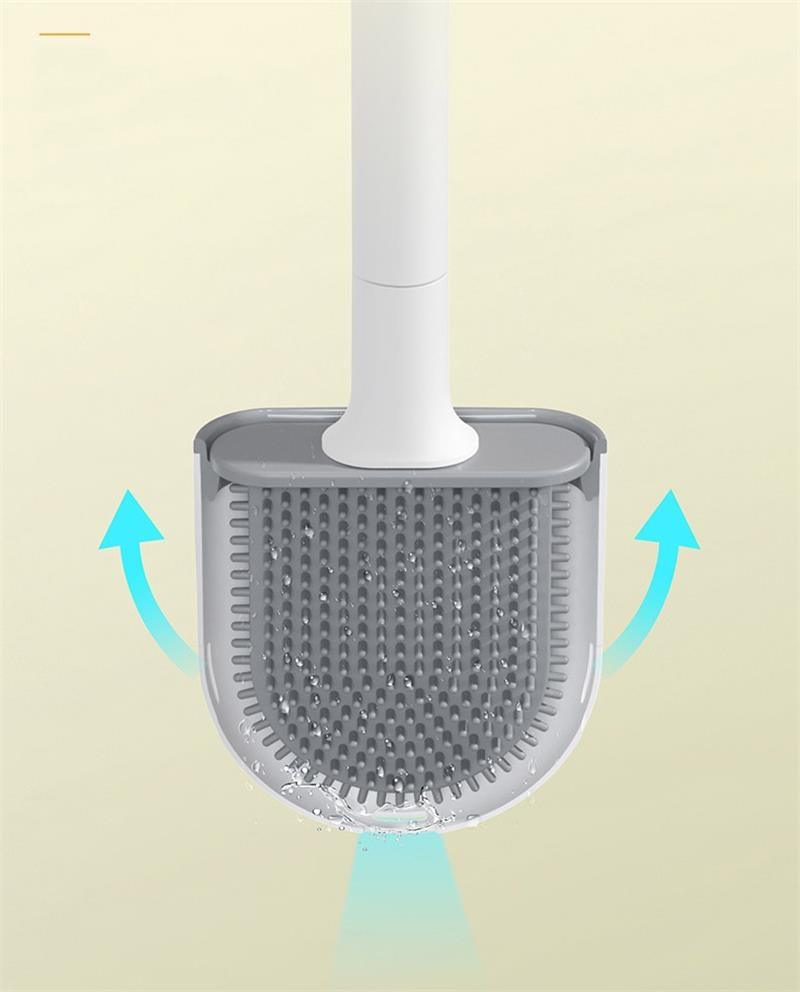 Wall-Mounted Silicone Toilet Brush Wash Toilet Accessories With Holder Soft Bristles Brushes Set Bathroom Cleaning Tool Toilet Brush Set Silicone Toilet Brush With Holder Wall Mounted With Toilet Bowl Brush And Holder Bendable Brush Head Holder Stevvex