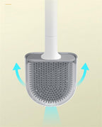 Wall-Mounted Silicone Toilet Brush Wash Toilet Accessories With Holder Soft Bristles Brushes Set Bathroom Cleaning Tool Toilet Brush Set Silicone Toilet Brush With Holder Wall Mounted With Toilet Bowl Brush And Holder Bendable Brush Head Holder Stevvex