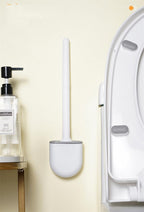 Wall-Mounted Silicone Toilet Brush Wash Toilet Accessories With Holder Soft Bristles Brushes Set Bathroom Cleaning Tool Toilet Brush Set Silicone Toilet Brush With Holder Wall Mounted With Toilet Bowl Brush And Holder Bendable Brush Head Holder Stevvex