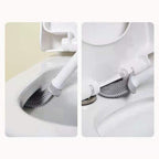 Wall-Mounted Silicone Toilet Brush Wash Toilet Accessories With Holder Soft Bristles Brushes Set Bathroom Cleaning Tool Toilet Brush Set Silicone Toilet Brush With Holder Wall Mounted With Toilet Bowl Brush And Holder Bendable Brush Head Holder Stevvex