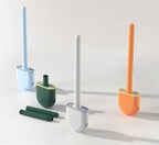 Wall-Mounted Silicone Toilet Brush Wash Toilet Accessories With Holder Soft Bristles Brushes Set Bathroom Cleaning Tool Toilet Brush Set Silicone Toilet Brush With Holder Wall Mounted With Toilet Bowl Brush And Holder Bendable Brush Head Holder Stevvex