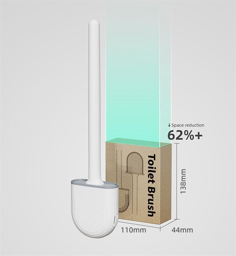 Wall-Mounted Silicone Toilet Brush Wash Toilet Accessories With Holder Soft Bristles Brushes Set Bathroom Cleaning Tool Toilet Brush Set Silicone Toilet Brush With Holder Wall Mounted With Toilet Bowl Brush And Holder Bendable Brush Head Holder Stevvex