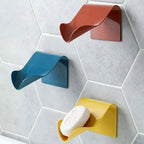 Wall-suction Drain Soap Dish Decorative Drainage Soap Holder Soap Holder Storage Container Home Bathroom Kitchen Accessories Self Adhesive Soap Drain Rack Soap Holder with Hook Wall Mount Soap Dish with Hook Sponge Soap Draining Tray Plate Stevvex