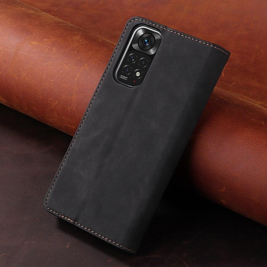 Wallet Flip Leather Case For Xiaomi Redmi 10 10C 9A 9C 9T Note 11 Pro 10S 10 Pro 9 Pro 8T 7 Poco F3 X3 X4 Pro M3 M4 Pro M5s 11T Leather Finish Inbuilt Stand & Pockets Wallet Style Flip Back Case Stevvex