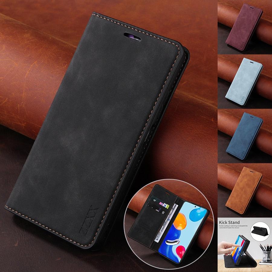 Wallet Flip Leather Case For Xiaomi Redmi 10 10C 9A 9C 9T Note 11 Pro 10S 10 Pro 9 Pro 8T 7 Poco F3 X3 X4 Pro M3 M4 Pro M5s 11T Leather Finish Inbuilt Stand & Pockets Wallet Style Flip Back Case Stevvex