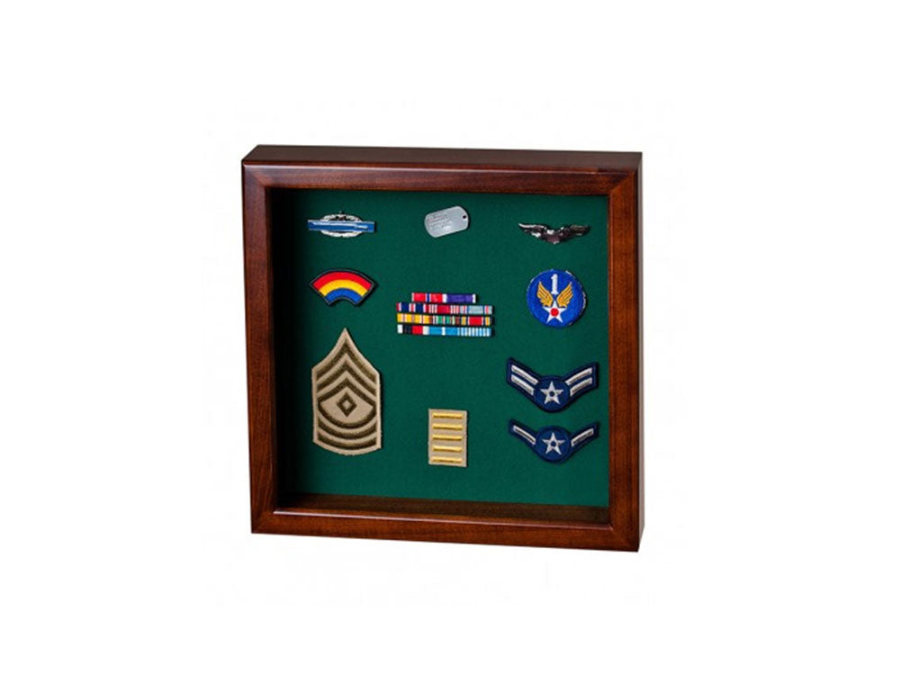 Flag Display Case showcases both the flag and military awards,(Red Felt) The Military Gift Store