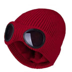 Warm Classic Unisex Wool Knitted Goggles Beanie Comfortable Winter Stylish Hat Outdoor Sports Cap For Men Women New Fashion Multi Function Caps Stevvex