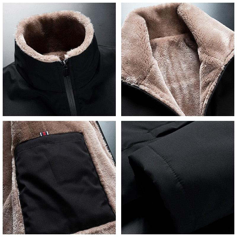 Warm Comfortable Men Winter Windproof Warm Thick Fleece Jacket Men Fashion Casual Coat Unique Design Warm Men's Jacket Men Autumn Outdoor Classic Soft Jacket For Hiking Fishing Travel Stevvex