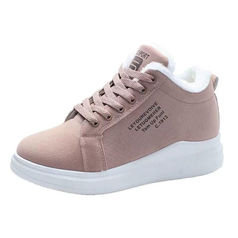 Warm Comfortable Womens Winter Shoes Fur Plush Casual Shoes Lace Up Fashion Sneakers Women's Snow Boots Fur Lined Booties Anti-Slip Ankle Winter Soft Sneakers Stevvex