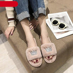 Warm Fluffy Slippers Women Faux Fur Slipper Indoor Floor Slides Flat Soft Furry House Shoes Heart Shape Flip Flops Faux Fur Memory Foam Cozy Flat Spa Slide Slippers Comfy Open Toe Design Stevvex