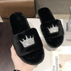 Warm Fluffy Slippers Women Faux Fur Slipper Indoor Floor Slides Flat Soft Furry House Shoes Heart Shape Flip Flops Faux Fur Memory Foam Cozy Flat Spa Slide Slippers Comfy Open Toe Design Stevvex