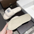 Warm Fluffy Slippers Women Faux Fur Slipper Indoor Floor Slides Flat Soft Furry House Shoes Heart Shape Flip Flops Faux Fur Memory Foam Cozy Flat Spa Slide Slippers Comfy Open Toe Design Stevvex