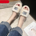 Warm Fluffy Slippers Women Faux Fur Slipper Indoor Floor Slides Flat Soft Furry House Shoes Heart Shape Flip Flops Faux Fur Memory Foam Cozy Flat Spa Slide Slippers Comfy Open Toe Design Stevvex