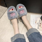 Warm Fluffy Slippers Women Faux Fur Slipper Indoor Floor Slides Flat Soft Furry House Shoes Heart Shape Flip Flops Faux Fur Memory Foam Cozy Flat Spa Slide Slippers Comfy Open Toe Design Stevvex