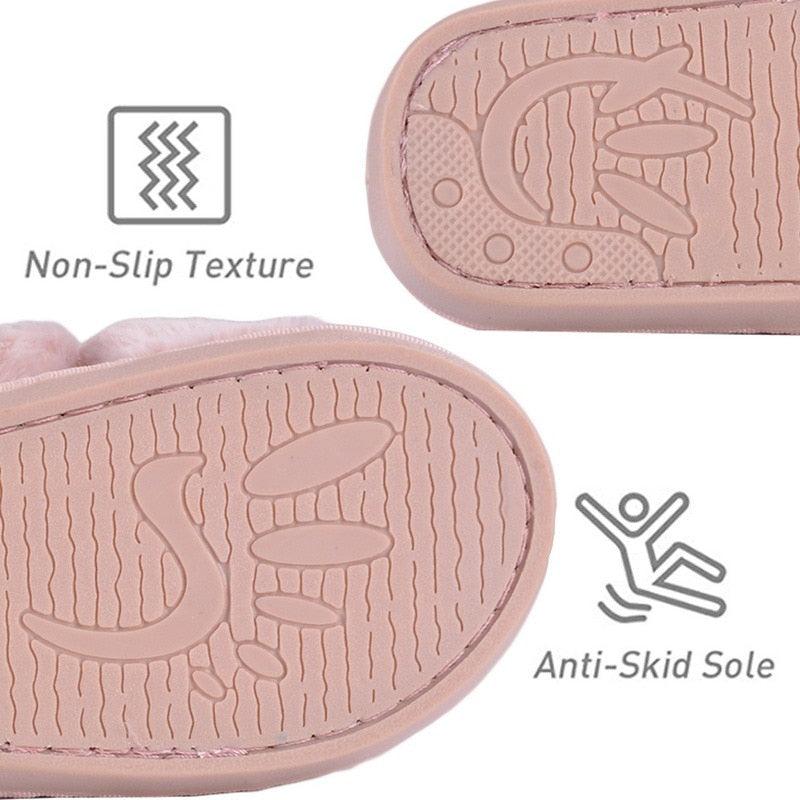 Warm Fluffy Slippers Women Faux Fur Slipper Indoor Floor Slides Flat Soft Furry House Warm Comfortable Fuzzy Furry Bedroom Slippers Indoor Cozy Memory Foam Anti-Slip Flip Flops Stevvex