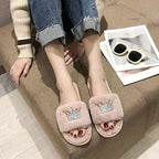 Warm Fluffy Slippers Women Faux Fur Slipper Indoor Floor Slides Flat Soft Furry House Warm Comfortable Fuzzy Furry Bedroom Slippers Indoor Cozy Memory Foam Anti-Slip Flip Flops Stevvex