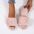 Warm Fluffy Slippers Women Faux Fur Slipper Indoor Floor Slides Flat Soft Furry House Warm Comfortable Fuzzy Furry Bedroom Slippers Indoor Cozy Memory Foam Anti-Slip Flip Flops Stevvex