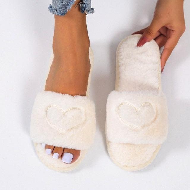 Warm Fluffy Slippers Women Faux Fur Slipper Indoor Floor Slides Flat Soft Furry House Warm Comfortable Fuzzy Furry Bedroom Slippers Indoor Cozy Memory Foam Anti-Slip Flip Flops Stevvex