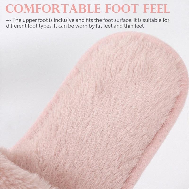 Warm Fluffy Slippers Women Faux Fur Slipper Indoor Floor Slides Flat Soft Furry House Warm Comfortable Fuzzy Furry Bedroom Slippers Indoor Cozy Memory Foam Anti-Slip Flip Flops Stevvex