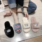 Warm Fluffy Slippers Women Faux Fur Slipper Indoor Floor Slides Flat Soft Furry House Warm Comfortable Fuzzy Furry Bedroom Slippers Indoor Cozy Memory Foam Anti-Slip Flip Flops Stevvex