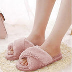 Warm Fluffy Slippers Women Faux Fur Slipper Indoor Floor Slides Flat Soft Furry House Warm Comfortable Fuzzy Furry Bedroom Slippers Indoor Cozy Memory Foam Anti-Slip Flip Flops Stevvex