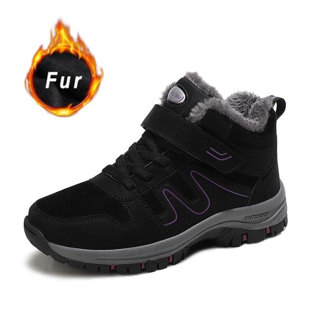 Warm Fur Men's Womens Boots Winter Comfortable Snow Casual Shoes Rubber Ankle Boots Fur Lined Warm Anti-slip Outdoor Work Shoes For Cold Weather Hiking Camping Stevvex