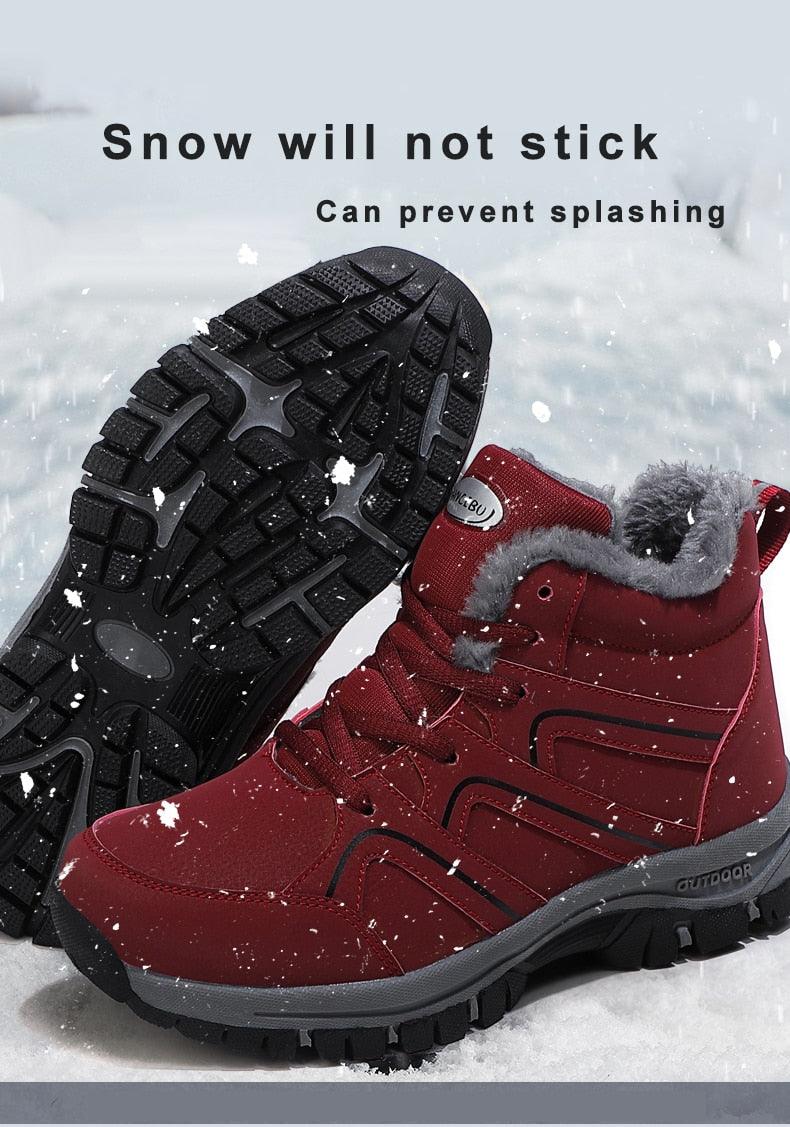 Warm Fur Men's Womens Boots Winter Comfortable Snow Casual Shoes Rubber Ankle Boots Fur Lined Warm Anti-slip Outdoor Work Shoes For Cold Weather Hiking Camping Stevvex