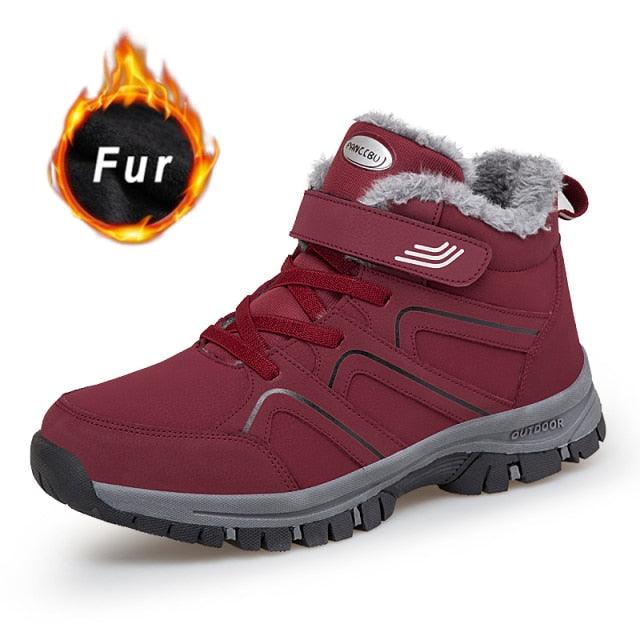 Warm Fur Men's Womens Boots Winter Comfortable Snow Casual Shoes Rubber Ankle Boots Fur Lined Warm Anti-slip Outdoor Work Shoes For Cold Weather Hiking Camping Stevvex
