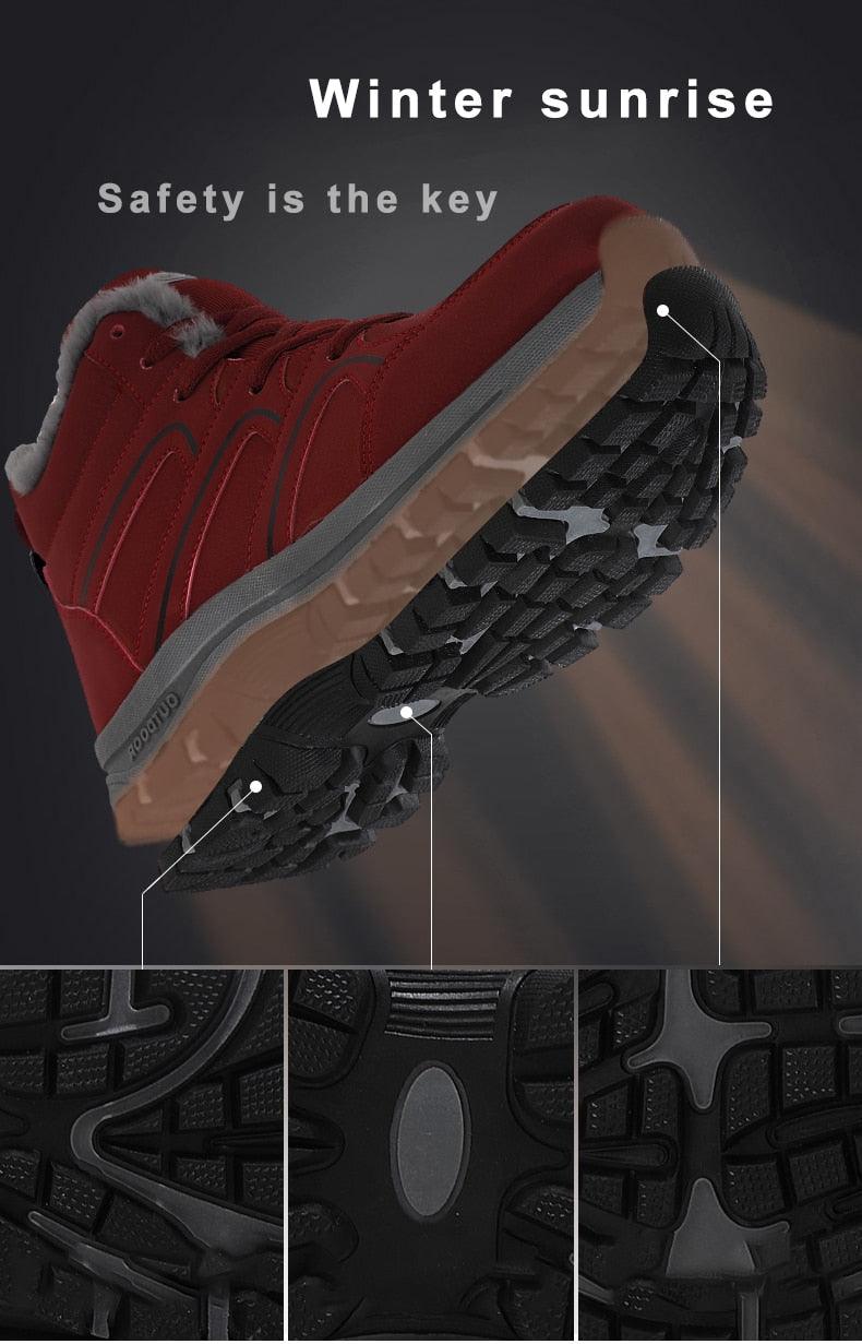Warm Fur Men's Womens Boots Winter Comfortable Snow Casual Shoes Rubber Ankle Boots Fur Lined Warm Anti-slip Outdoor Work Shoes For Cold Weather Hiking Camping Stevvex