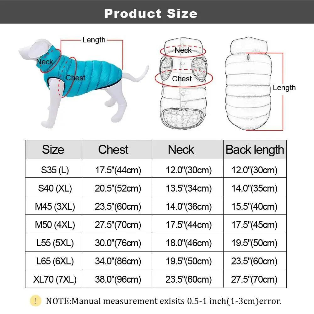Warm Winter Dog Clothes Vest Reversible Dogs Jacket Coat 3 Layer Thick Pet Clothing Waterproof Outfit for Small Large Dogs Stevvex