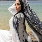 Watercolor Artistic Modal Hijab with Painted Floral Motifs (MH144)