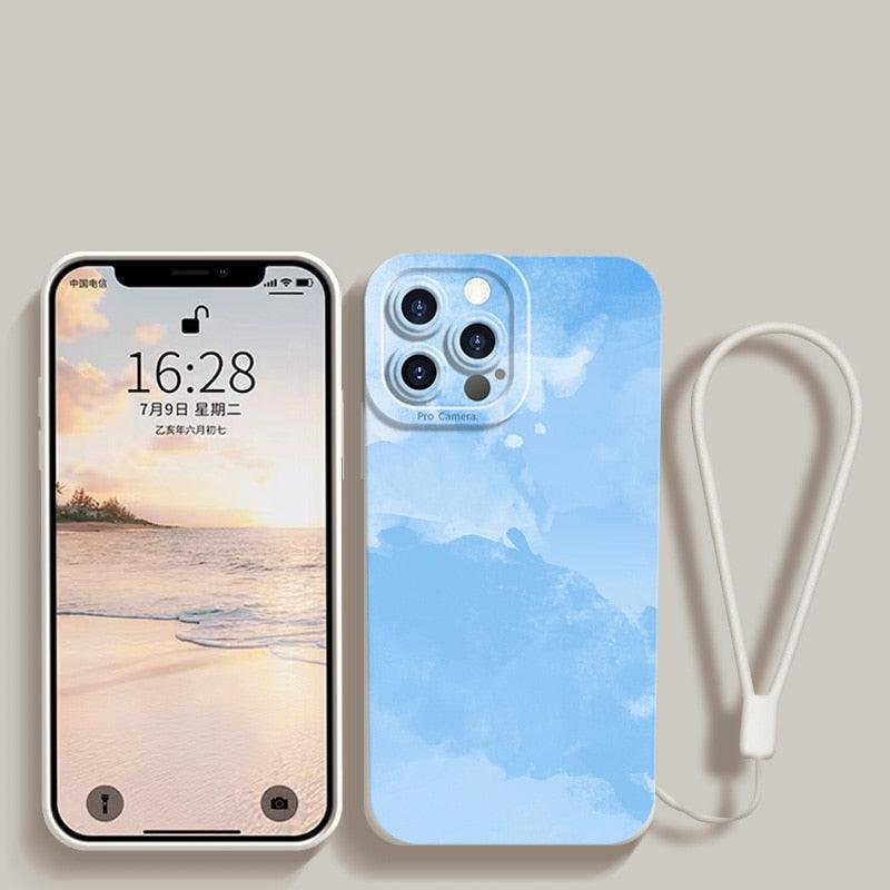 Watercolor Painting Phone Case For Xiaomi Mi 11 Lite 12 11T 10T Poco X4 M4 Pro X3 Redmi 10C Note 11 11S 10 9 With Lanyard Cover Aesthetic New Design Shockproof Unique Soft Bumper Case Cover Stevvex