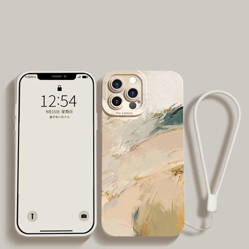 Watercolor Painting Phone Case For Xiaomi Mi 11 Lite 12 11T 10T Poco X4 M4 Pro X3 Redmi 10C Note 11 11S 10 9 With Lanyard Cover Aesthetic New Design Shockproof Unique Soft Bumper Case Cover Stevvex