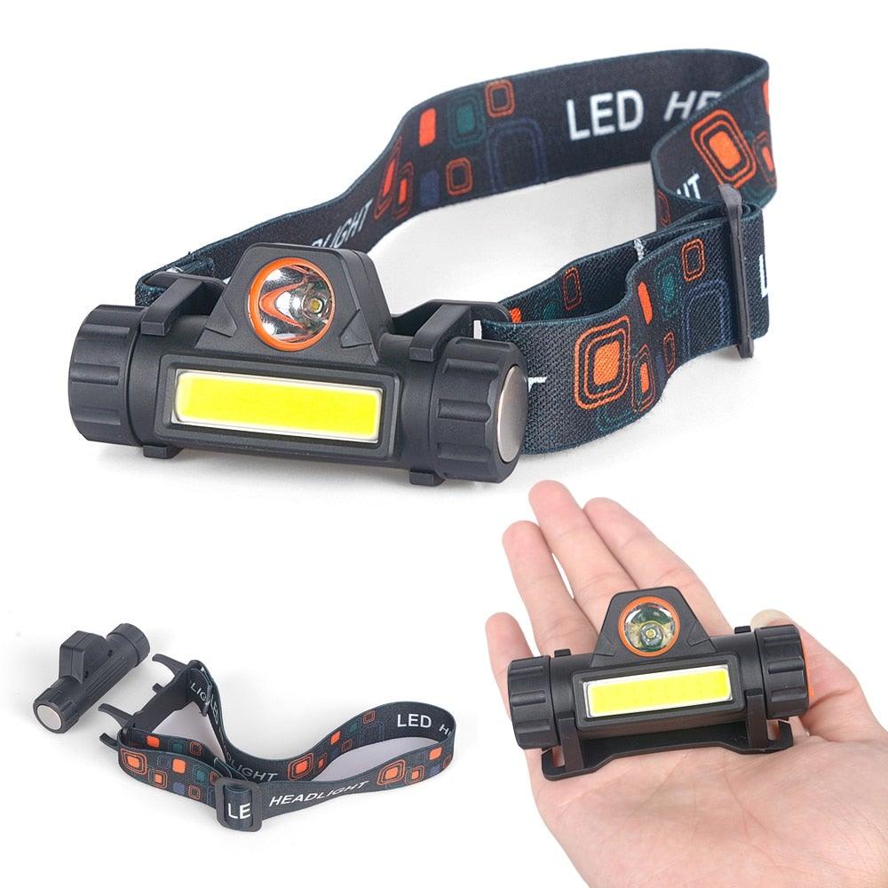 Waterproof 2 Light Mode USB LED Headlight With Magnet Rechargeable Headlamp Built-in 18650 Battery Flashlight  COB Work Light For Outdoor Camping Cycling Fishing Headlamp Flashlight Stevvex