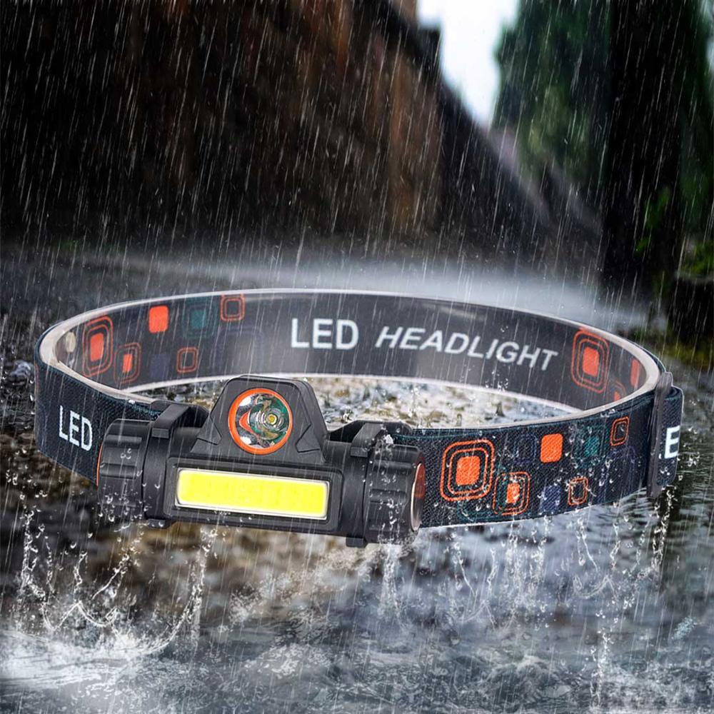 Waterproof 2 Light Mode USB LED Headlight With Magnet Rechargeable Headlamp Built-in 18650 Battery Flashlight  COB Work Light For Outdoor Camping Cycling Fishing Headlamp Flashlight Stevvex