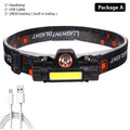 Waterproof 2 Light Mode USB LED Headlight With Magnet Rechargeable Headlamp Built-in 18650 Battery Flashlight  COB Work Light For Outdoor Camping Cycling Fishing Headlamp Flashlight Stevvex