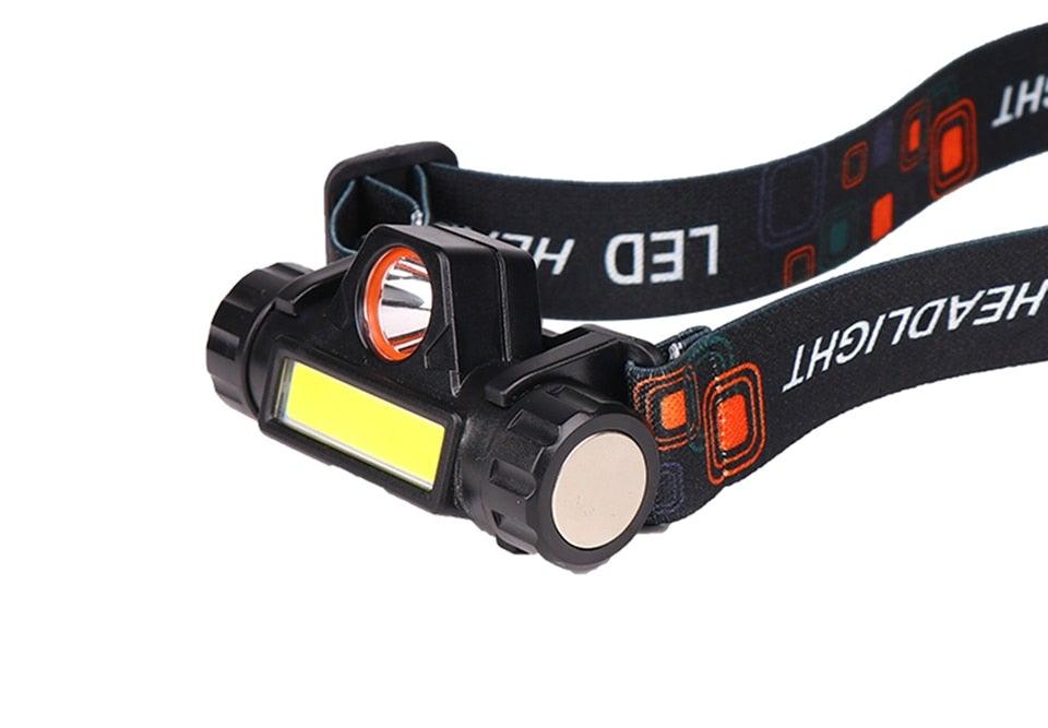 Waterproof 2 Light Mode USB LED Headlight With Magnet Rechargeable Headlamp Built-in 18650 Battery Flashlight  COB Work Light For Outdoor Camping Cycling Fishing Headlamp Flashlight Stevvex