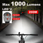 Waterproof Bike Light Set USB High/Low Beam Bicycle Lamp Headlight LED Cycling Flashlight Super Bright Bicycle Front Headlight 5 Light Modes Large Capacity Battery With Power Bank Function 1000 Lumen