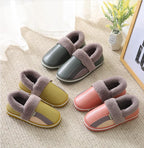 Waterproof Indoor Shoes Womans Mens Winter Home Slippers Faux Leather Warm Plush House Floor Slipper Anti-slip Footwear Women's Cozy Memory Foam Slippers With Warm Plush Fur Lining