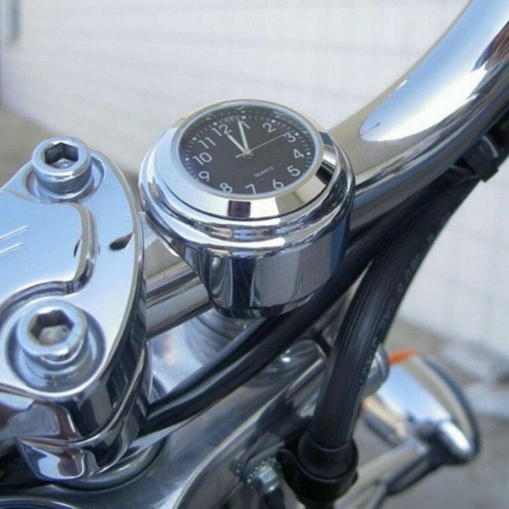 Waterproof  Motorcycle Handlebar Mount Quartz Clock Motorcycle Handlebar Motorcycle Handlebar Clock Motorcycle Modification Handlebar Mount Waterproof Quartz Clock Watch Accessories Watch Aluminum Luminous Clock Moto Black Accessories Stevvex
