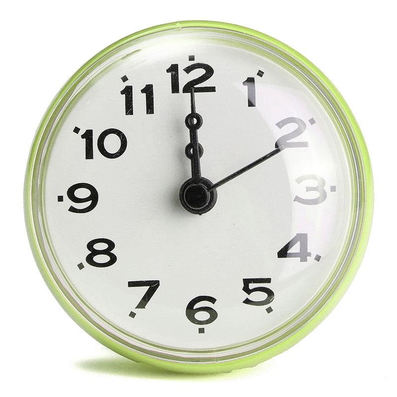 Waterproof Shower Wall Mini Clock Kitchen Bathroom Bath Watch Suction Cup Battery Operated Living Room Bathroom Wall Clock, Waterproof Suction Cup Silent Non Ticking Clocks with Stand for Desk Bedroom Home Office School Stevvex